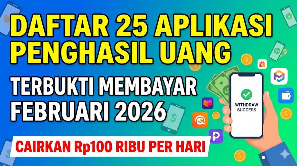 Daftar 25 Aplikasi Penghasil Uang Terbukti Membayar Februari 2026, Bisa Cairkan Rp100 Ribu Per Hari